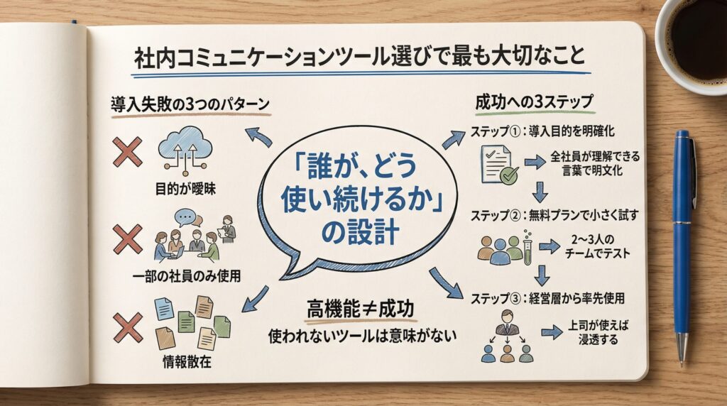 1. 結論:社内コミュニケーションツール選びで最も大切なこと