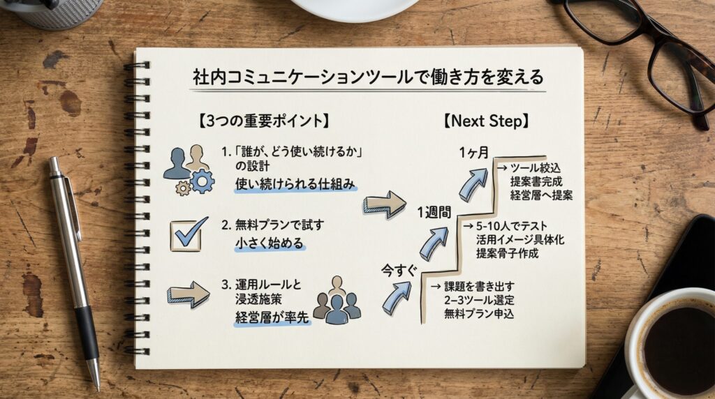 さいごに:社内コミュニケーションツールで、働き方を変える第一歩を