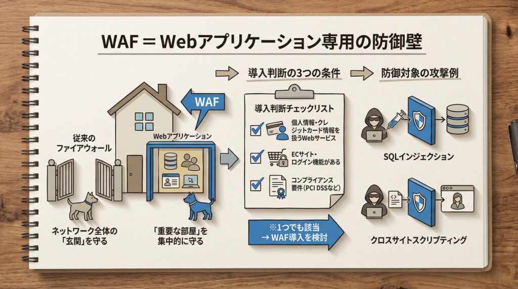 1. 結論：WAFは「Webアプリケーション専用の防御壁」―あなたの会社に必要かは3つの条件で判断できる