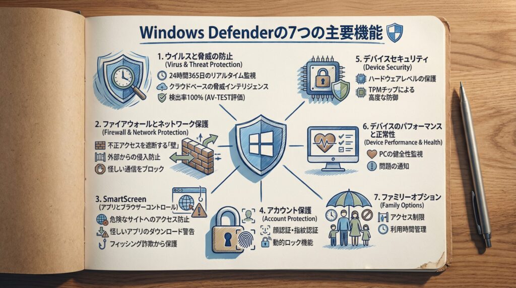 2. Windows Defenderの主な機能：何を守ってくれるのか