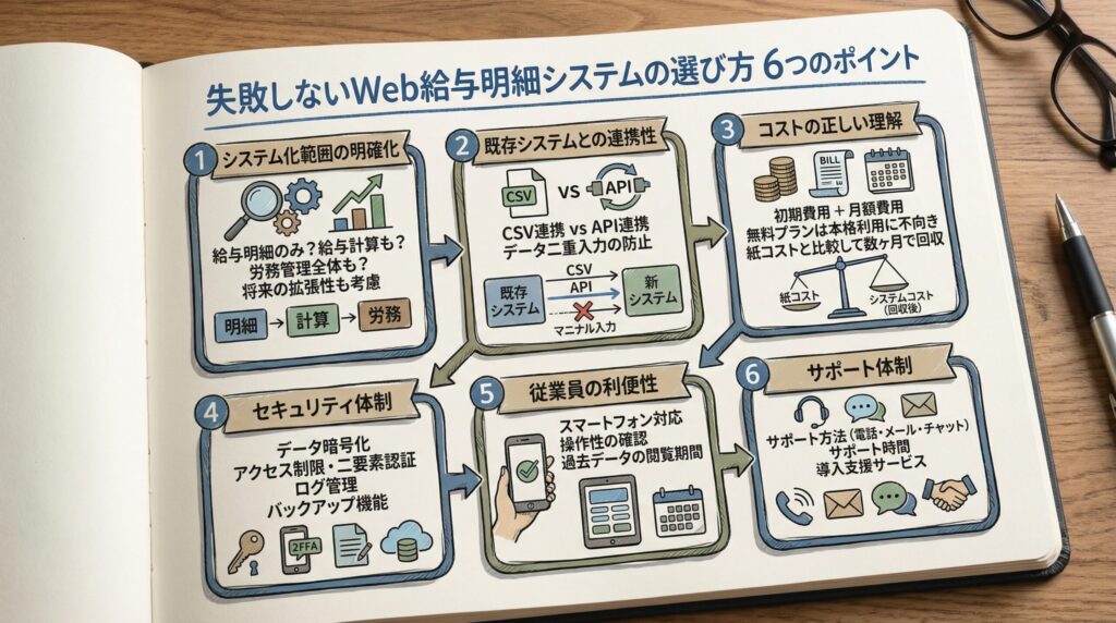 4. 失敗しないWeb給与明細システムの選び方【6つのポイント】